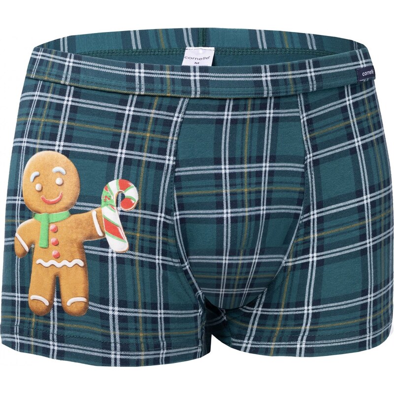 BASIC Zelené kárované pánske vianočné boxerky - Perníček 007/70 46536425