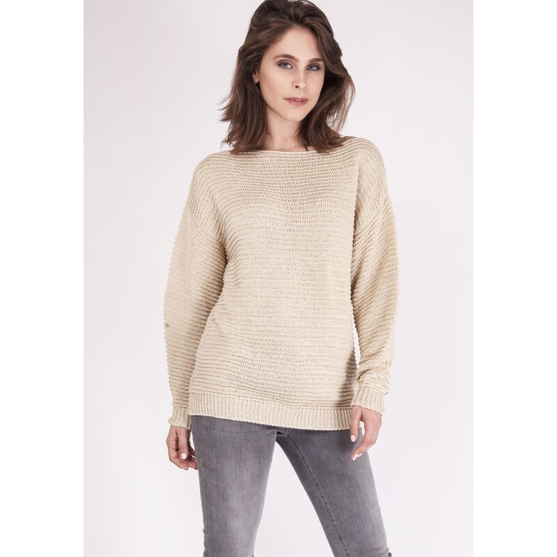 MKMSwetry Dámsky sveter Beatrix SWE 097 béžový, Farba béžová 34095788