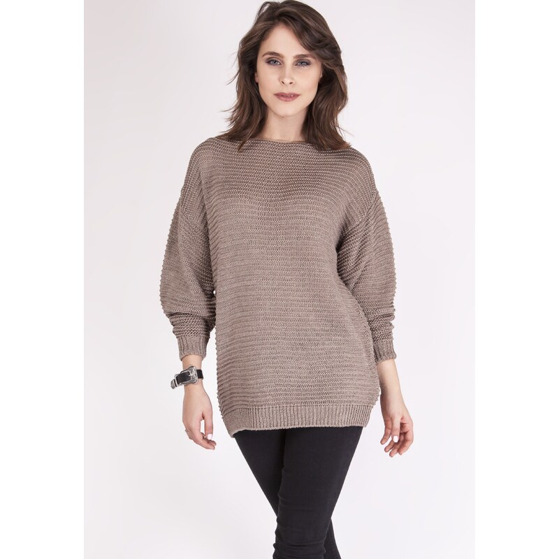 MKMSwetry Dámsky sveter Beatrix SWE 097 mocca, Farba mocca 34095790
