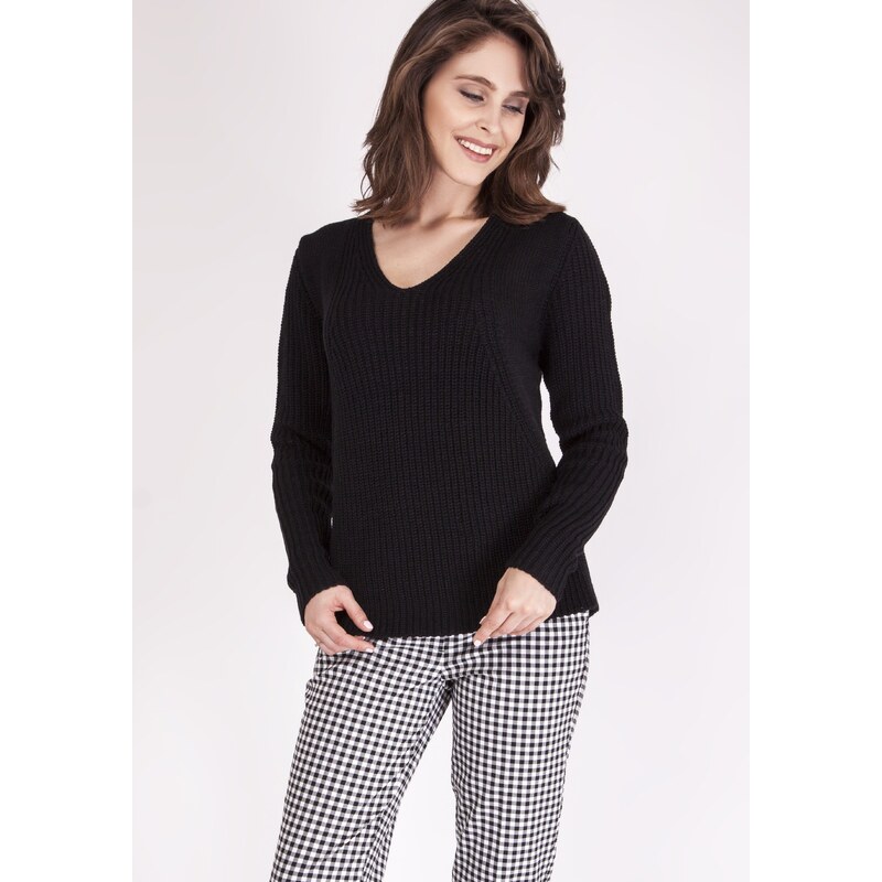 MKMSwetry Dámsky sveter Victoria SWE 123 čierny, Farba čierna 34095803