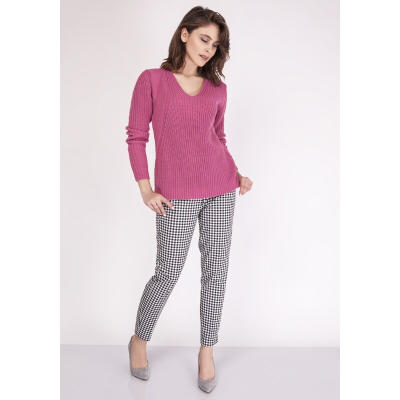 MKMSwetry Dámsky sveter Victoria SWE 123 ružový, Farba ružová 34095806