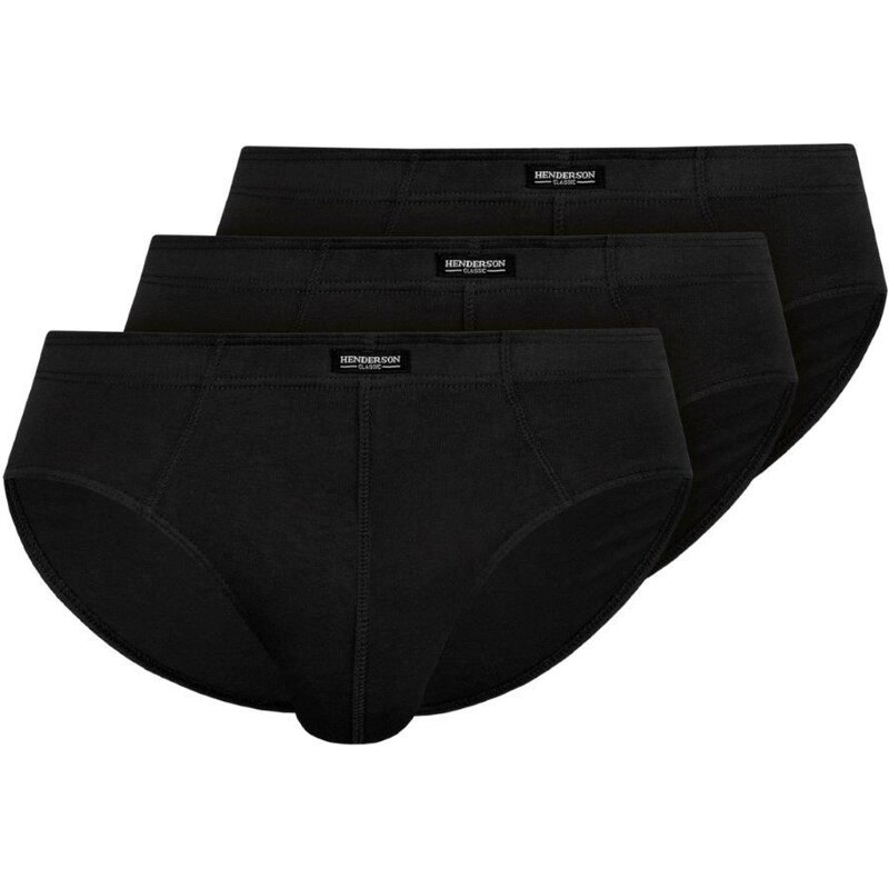Henderson 3 PACK bavlnené pánske slipy 100% bavlna 1446 čierne, Farba 20153362