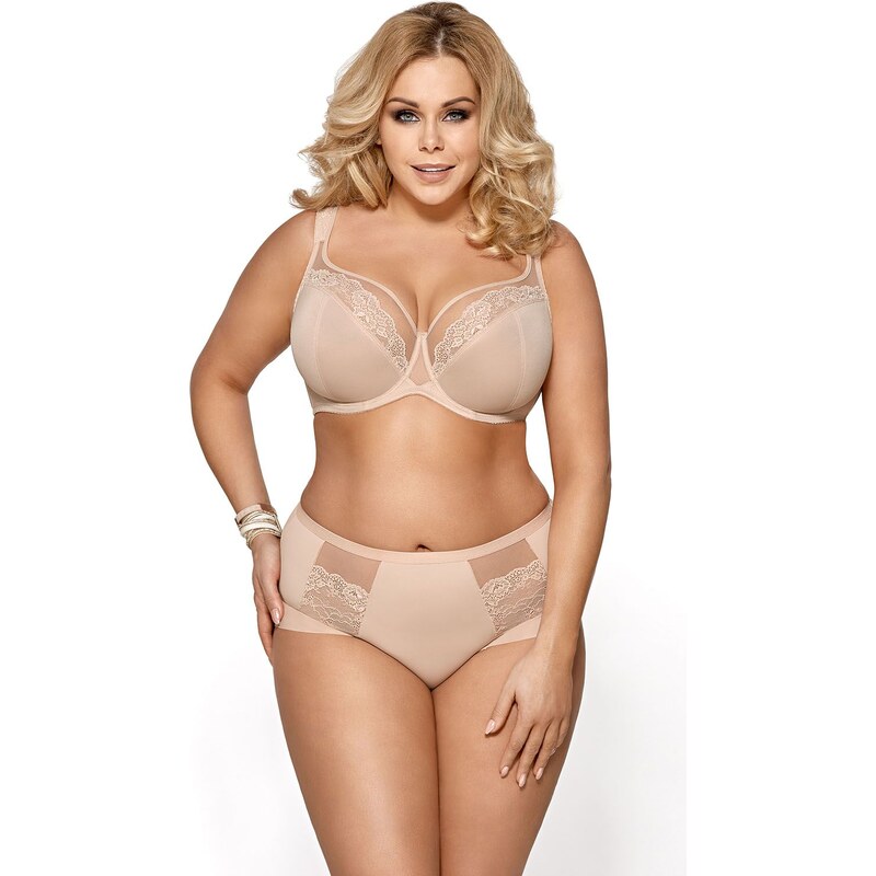 Gorsenia Elegantné nohavičky s vyšším pásom Luisse K442 béžové, Farba 19335178