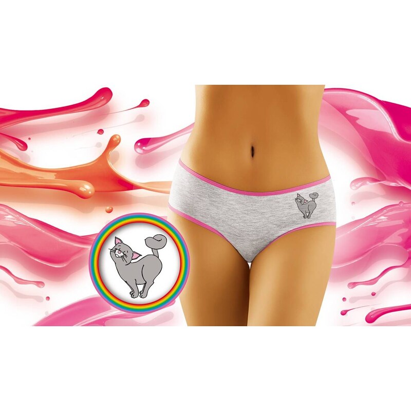 Wol-Bar Nohavičky bavlnené s mačkou Funny Cat 2504, Farba melanžová 23113685