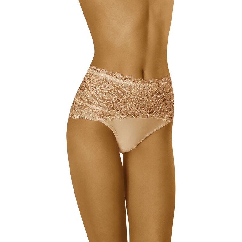 Wol-Bar Luxusné nohavičky s vyšším pásom čipkované Teri béžové, Farba 23161653