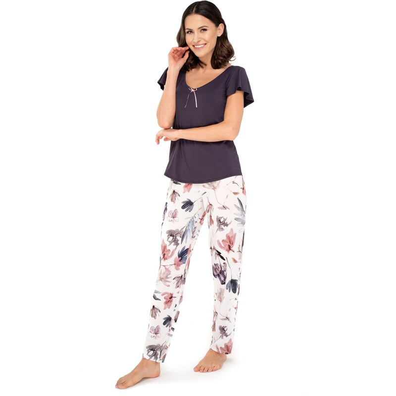 Babella Elegantné pyžamo z viskózy Missy, Farba fialová-smotanová 27270681