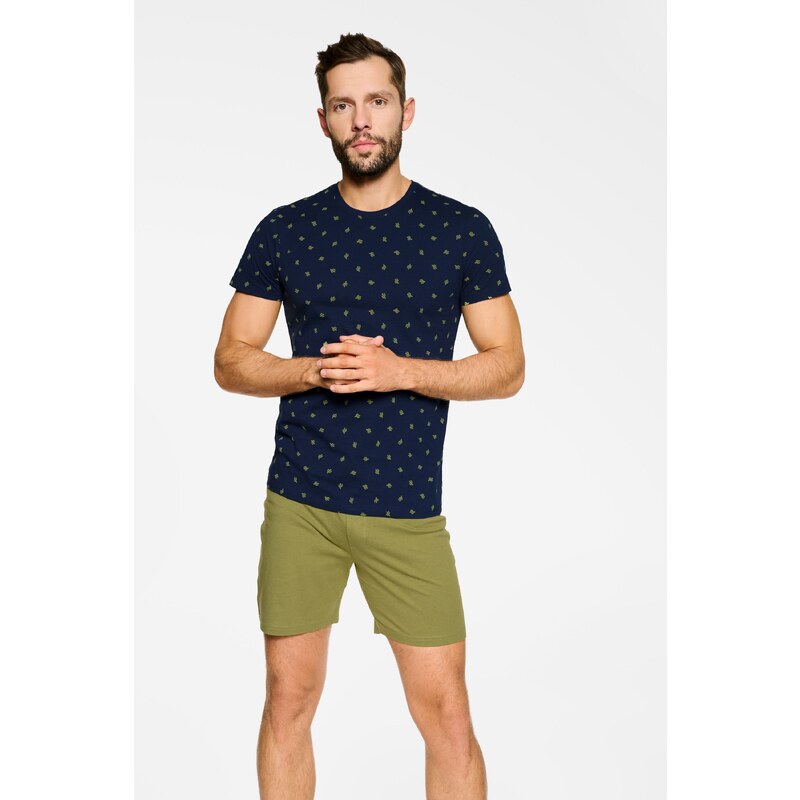 Henderson Pánske krátke pyžamo Needle 39730-59X tmavomodro-zelené, 32232248