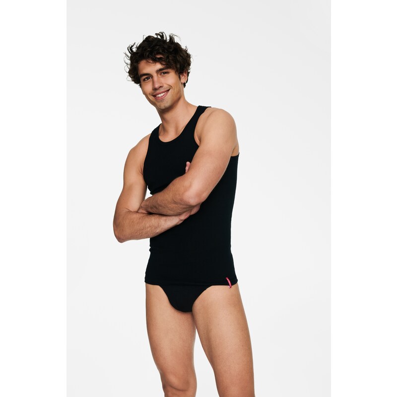 Henderson Pánske bavlnené tielko 1480 J41 čierne, Farba čierna 35412272