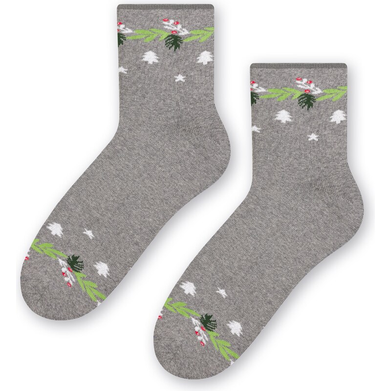 Steven Dámske vianočné ponožky 123-032 melanžové šedé/37, Farba 35512970