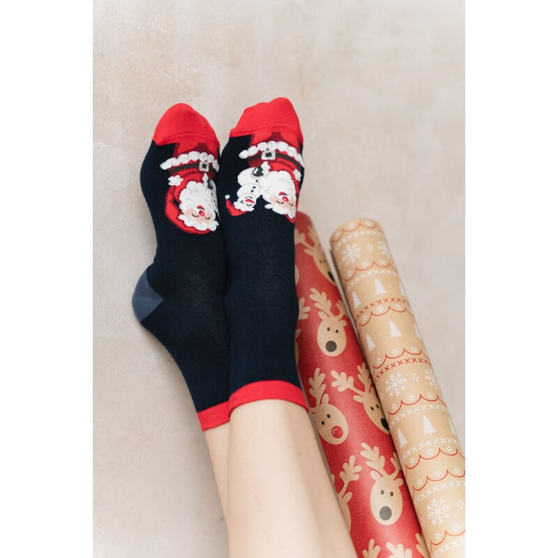 Steven Vianočné pánske ponožky s Mikulášmi 136-105 tmavomodré/46, 35512994