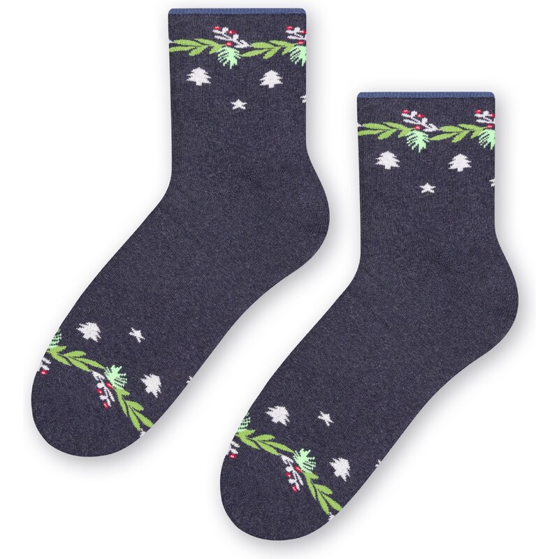 Steven Dámske vianočné ponožky 123-033 melanžové jeans/37, Farba 35512971