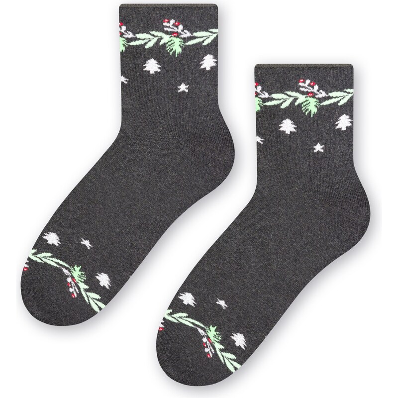 Steven Dámske vianočné ponožky 123-034 melanžové grafitové/37, Farba 35512972