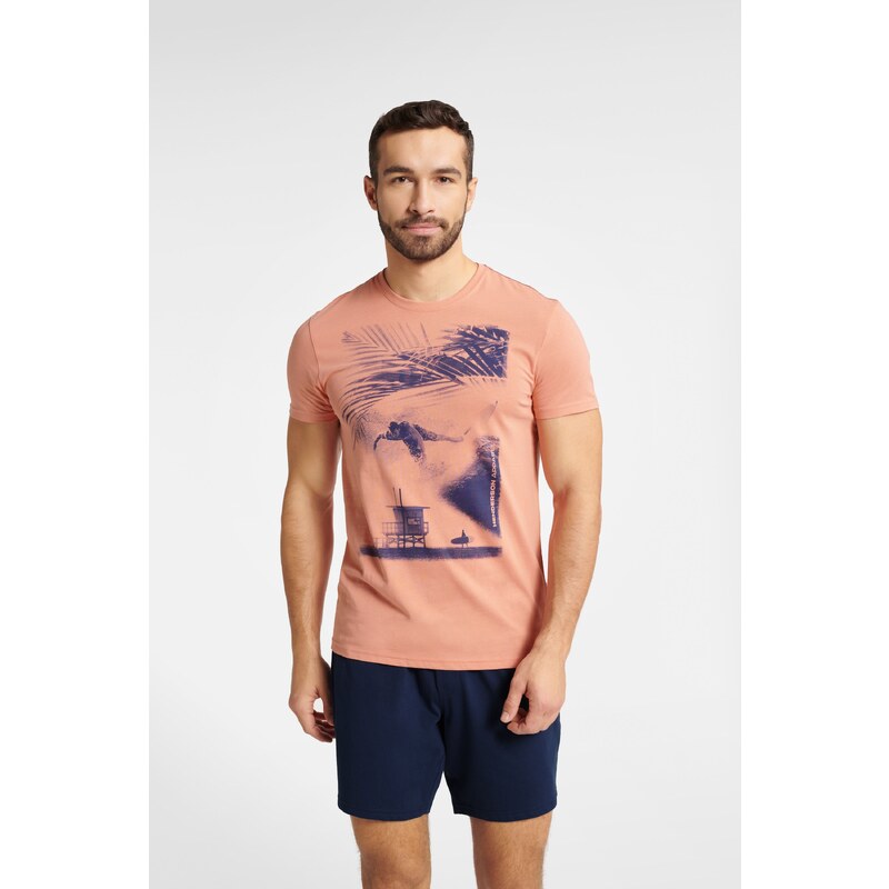 Henderson Pánske bavlnené pyžamo krátke Fearless 40685-24X broskyňovo 42815871