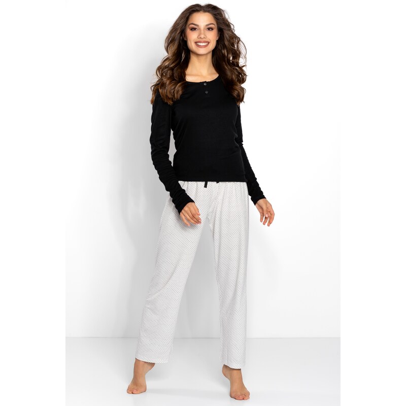 Momenti Per Me Luxusné dámske pyžamo Naomi čierno-smotanové, Farba 41562692