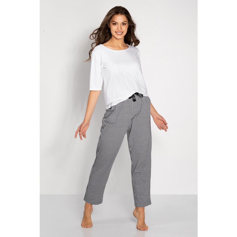 Momenti Per Me Luxusné dámske pyžamo Alexandra, Farba biela-čierna 46342439