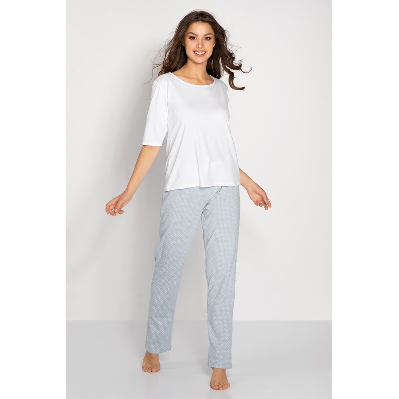 Momenti Per Me Luxusné dámske pyžamo Candice, Farba Dusty Blue 46382442