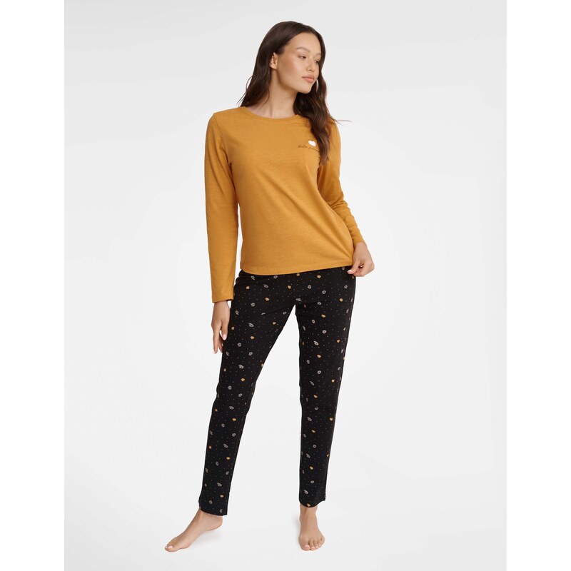 Henderson Ladies Dámske bavlnené pyžamo Grind 40932-18X horčicovo 44567420