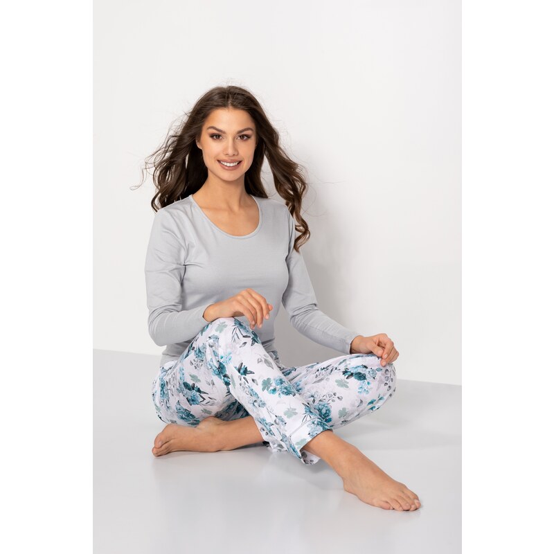 Momenti Per Me Luxusné dámske pyžamo kvetované Lovely Day, Farba Aqua 50123659