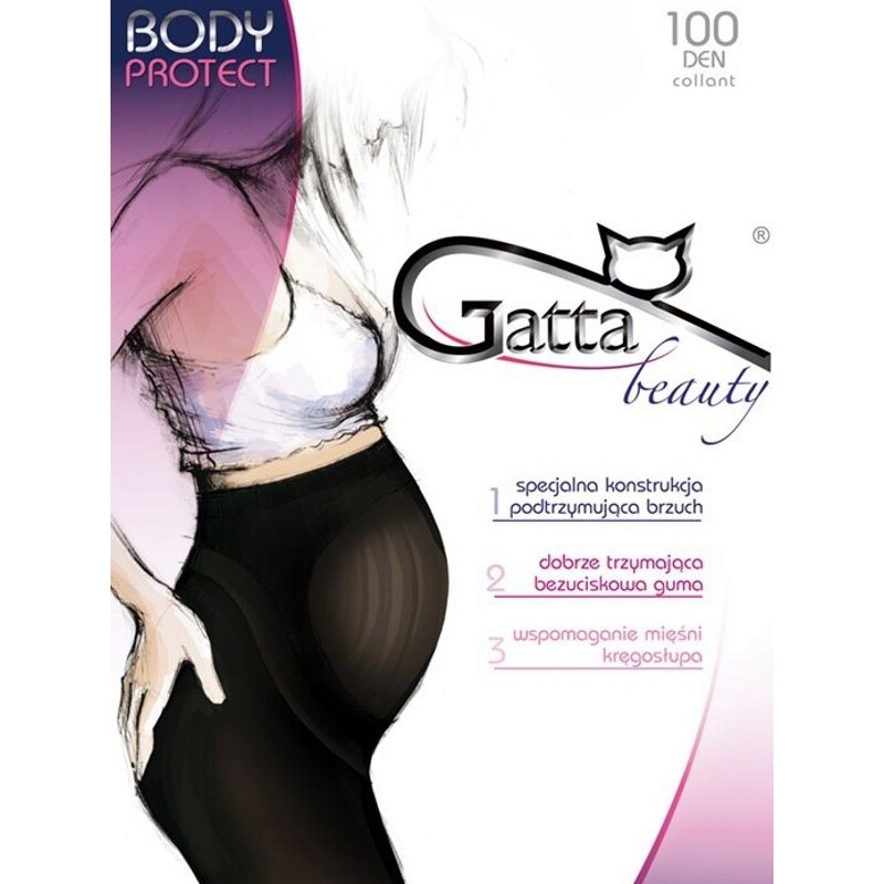 Gatta Tehotenské pančuchy Body Protect 100 DEN-s, Farba čierna 34096090