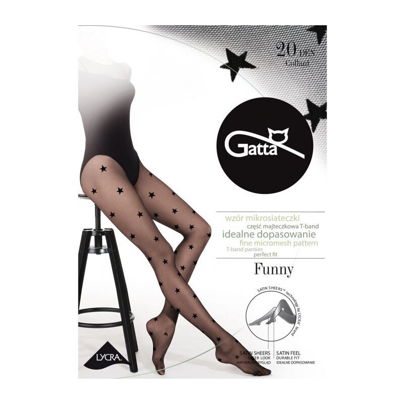 Gatta Vzorované pančuchy silonky Funny 06-m, Farba čierna 34096697