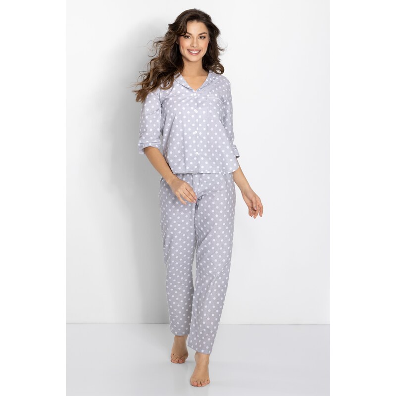 Momenti Per Me Luxusné bavlnené pyžamo na gombíky Looking Good, Farba 51014989