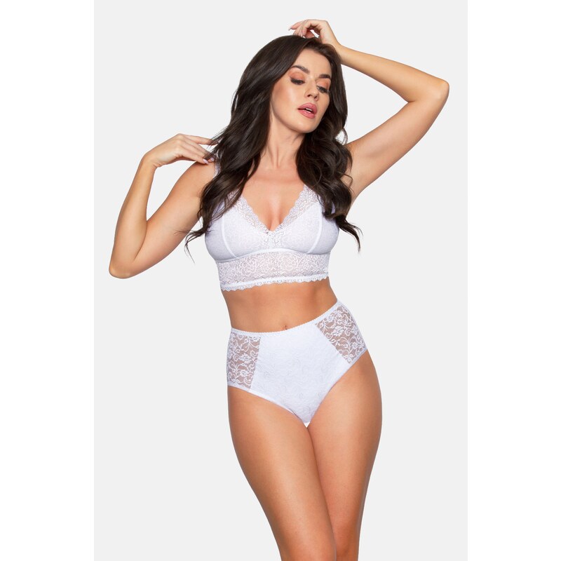 Babell Vyššie bavlnené sťahovacie nohavičky Lace-Fit BBL 070 biele, 20155164