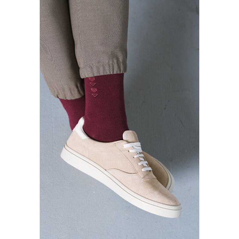 Steven Ponožky bavlnené 056-135 bordové/47, Farba bordová 57343571