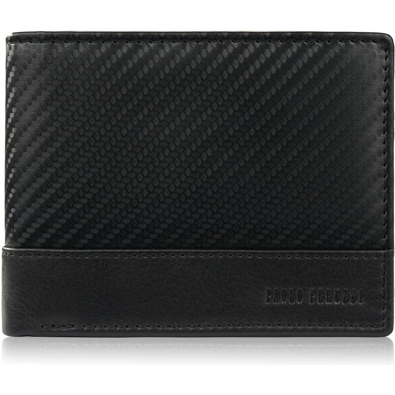 Paolo Peruzzi Pánska kožená peňaženka carbon RFID AL-08-BL | čierna AL 59075444
