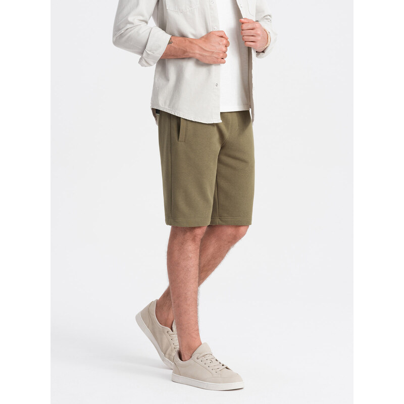 Ombre Mens pre-knee BASIC sweat shorts - olive 64780202