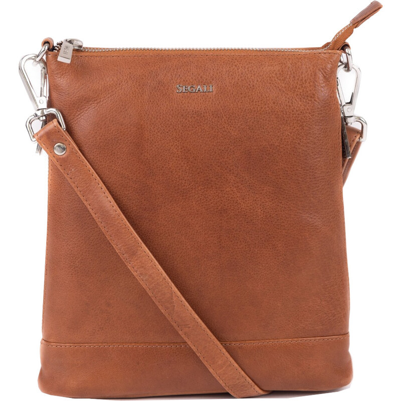 SEGALI Dámska kožená crossbody kabelka 9060 cognac 66585546