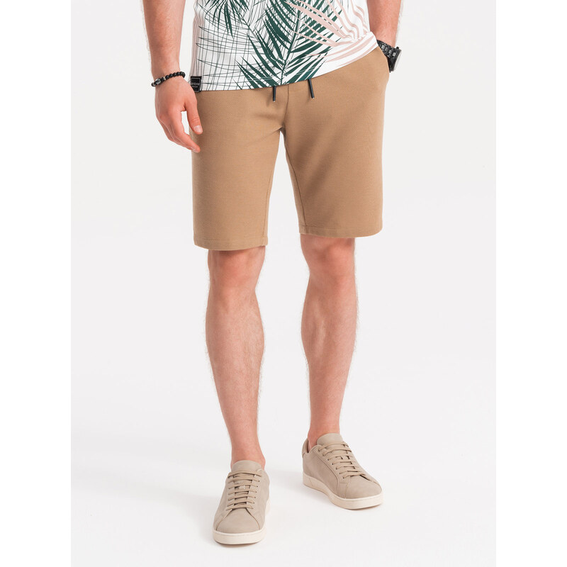 Ombre Mens knitted shorts with decorative elastic waistband - light 50580441