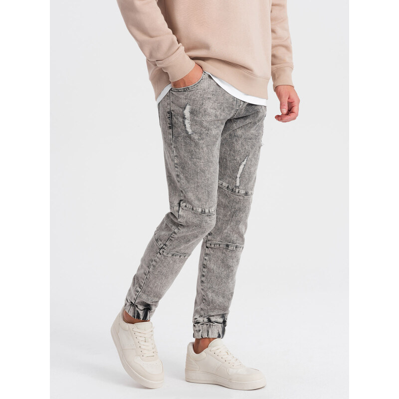 Ombre Mens marbled JOGGERS pants with rubbed edges - gray 50565762