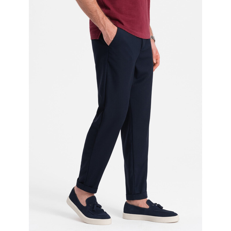 Ombre Mens chino pants with elastic waistband SLIM FIT - navy blue 64778262