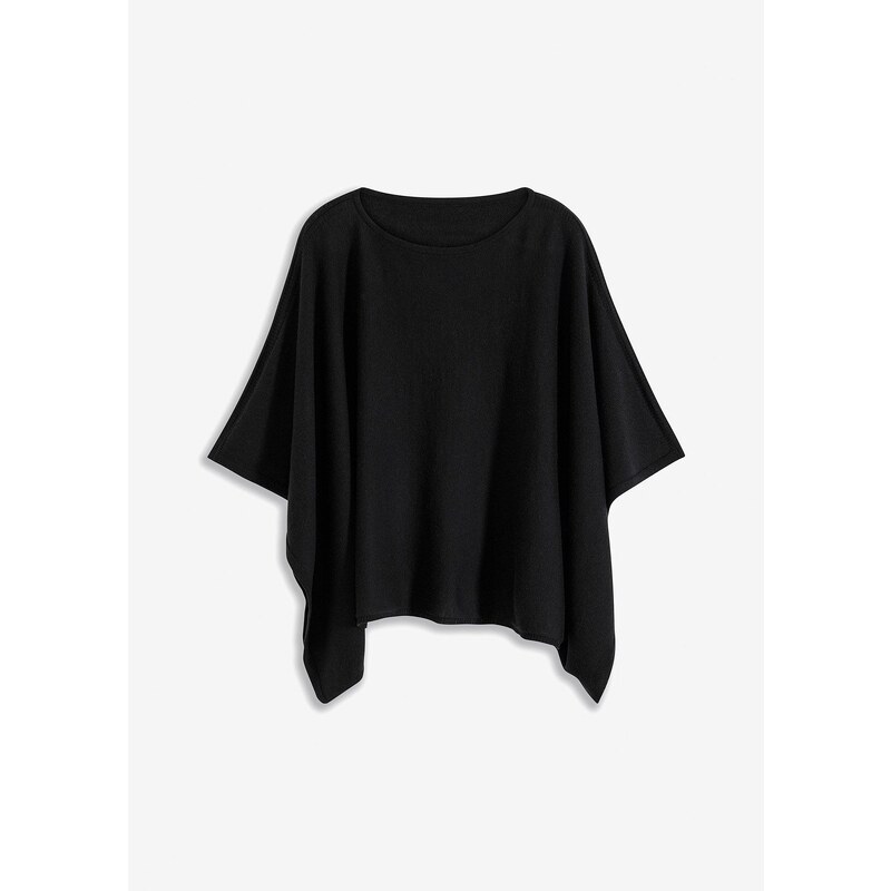 bonprix Vlnené pončo, krátke, farba čierna 59080826