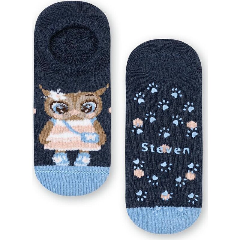 STEVEN Tmavomodré dievčenské protišmykové nízke ponožky Art.134 XG025, 49903794