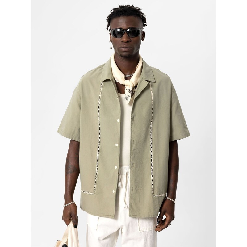 VAMOS CLO Košeľa sivobéžová / biela 60683186