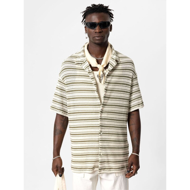 VAMOS CLO Košeľa krémová / kaki 60683189