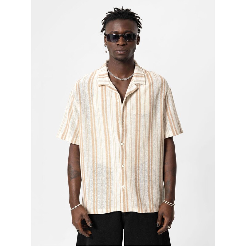 VAMOS CLO Košeľa béžová / biela 60683176