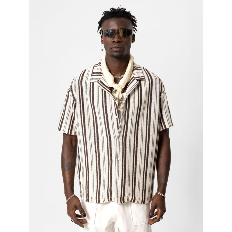 VAMOS CLO Košeľa krémová / hnedá 60683141