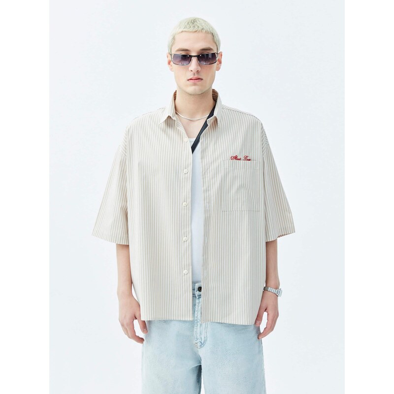 VAMOS CLO Košeľa Sherman piesková / krvavo červená / biela 60683201