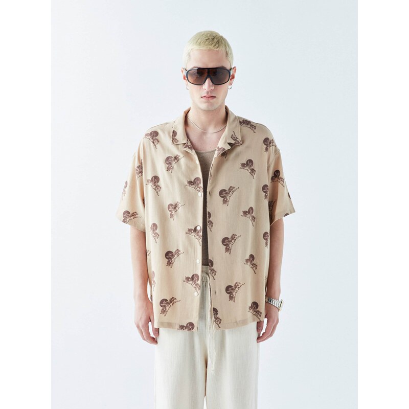 VAMOS CLO Košeľa béžová / hnedá 60683217