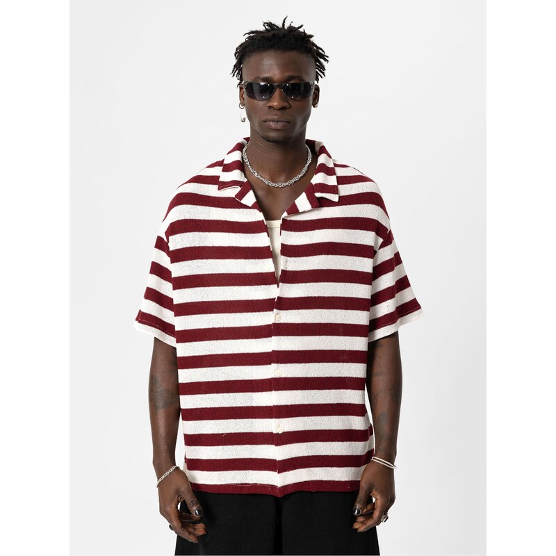 VAMOS CLO Košeľa burgundská / biela 60683228