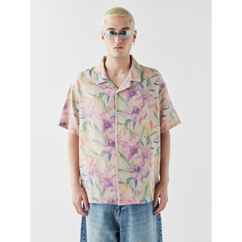 VAMOS CLO Košeľa béžová / zmiešané farby 60683257