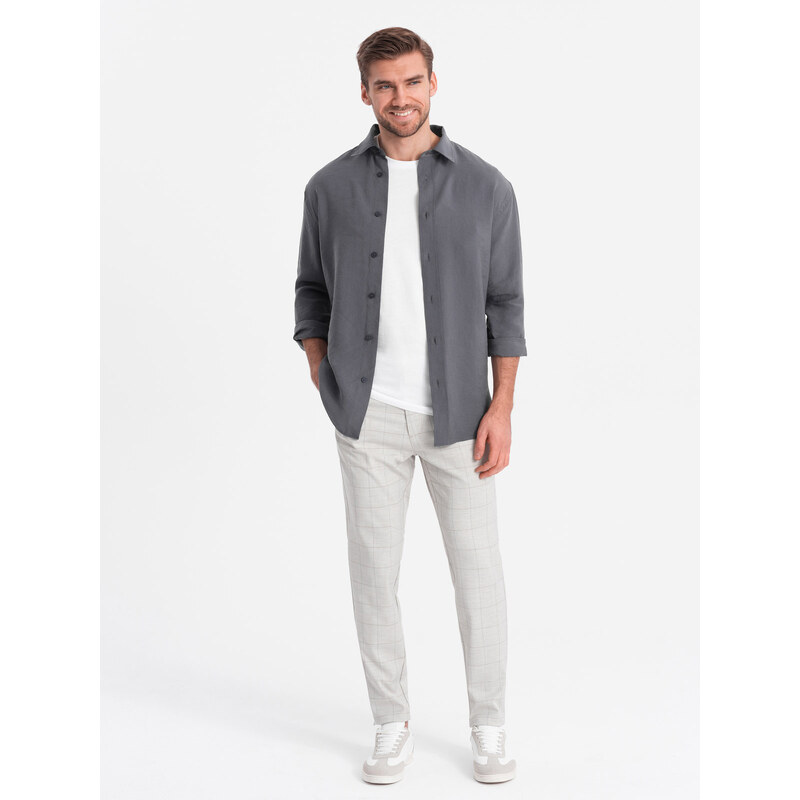 Ombre Mens pants with a classic cut in a delicate check - beige 52495293