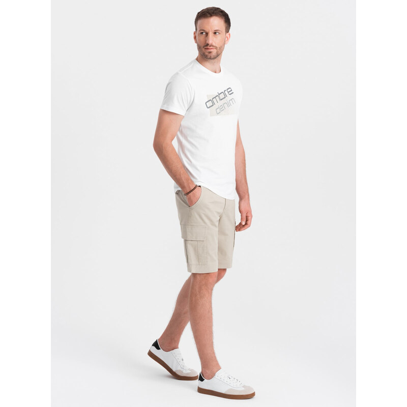 Ombre Mens monochromatic shorts with cargo pockets - beige 54164024