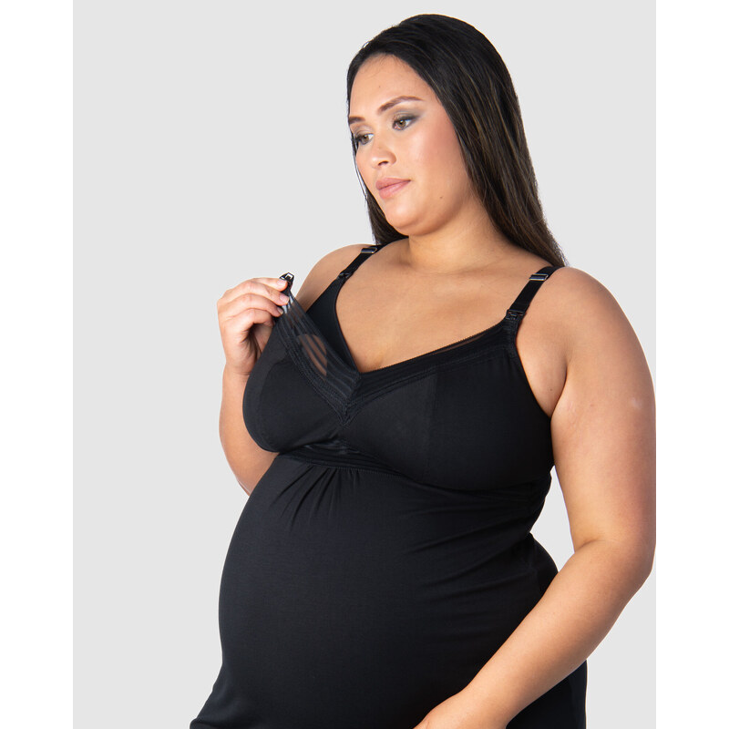 Dámska nočná košilka Hotmilk Dream Nightie FULL CAP kojacia čierna 59090212