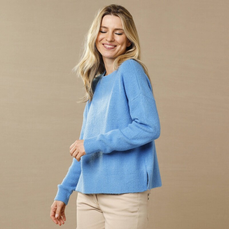 Voľný pulóver s bvočnými rozparkami svetlomodrá 044 Blancheporte 59091220