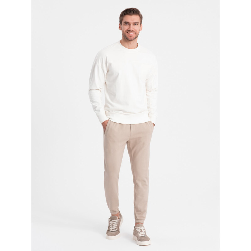 Ombre CARROT mens structured knit sweatpants - beige 50553504