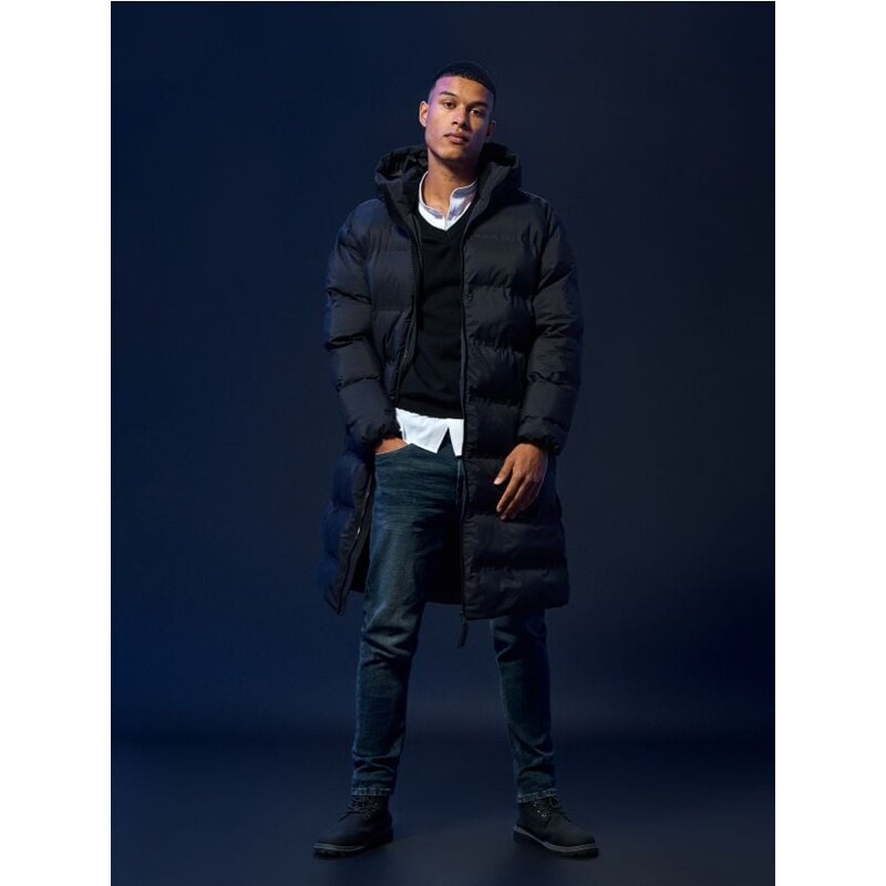 Sinsay - Zateplený kabát s kapucňou - tmavosivá 65751759