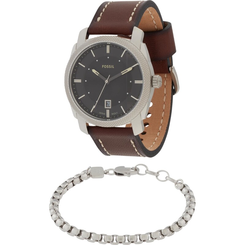 FOSSIL Analógové hodinky MACHINE hnedá / tmavosivá / strieborná 67751047